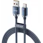 VOLTAGE PureCrystal 66W USB-A auf USB-C Kabel 2m Blau