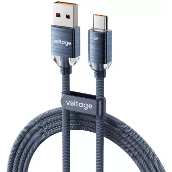 VOLTAGE PureCrystal 66W USB-A auf USB-C Schnellladekabel 1m Blau
