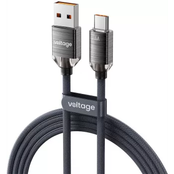 VOLTAGE PureCrystal USB-A auf USB-C Kabel 66W 2m Schwarz