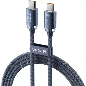 VOLTAGE PureCrystal USB-C auf USB-C Kabel 100W PD 1m Blau