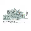 WAGO 2203-7545 3-Leiter Installationsklemme mit Push-in CAGE CLAMP, L/L/PE, grau/grün-gelb