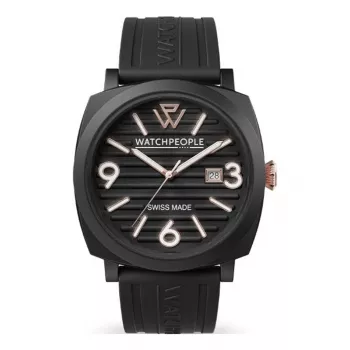 WATCHPEOPLE Damen 700994 Analog Quarz Uhr 45mm Schwarzes Zifferblatt Lederarmband