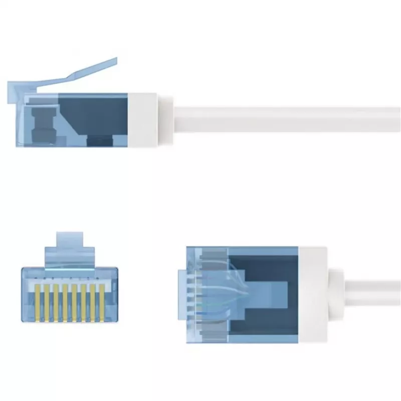 Goobay Ultraflexibles Cat 6A Slim U/UTP Patchkabel, extrakurze Stecker, 5 m, Weiß (74299)