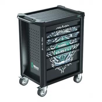 Wera 9700 Tool Rebel Werkstattwagen 1, 7 Schubladen, Edelstahl-Arbeitsplatte, Grün/Schwarz