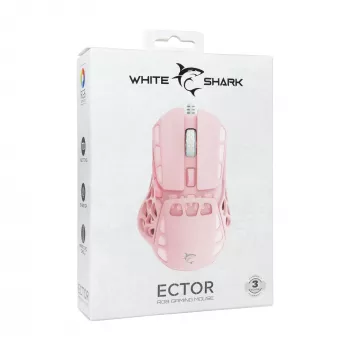 White Shark ECTOR-P GM-5016 Kabelgebundene Gaming-Maus, 6400 DPI, Pink