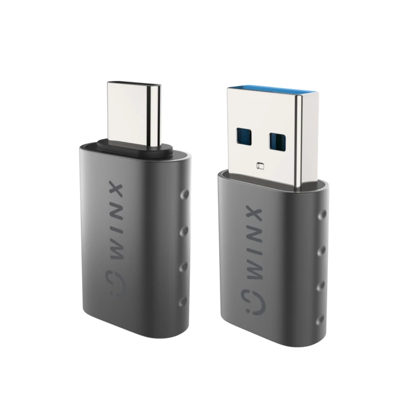 WINX LINK Simple Type-C- und USB-Adapter-Kombination – USB-C-Stecker auf USB-A-Buchse & USB-A-Stecker auf USB-C-Buchse, USB 2.0, 480 Mbit/s, Space Grey