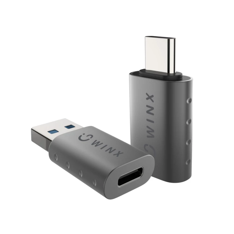 WINX LINK Simple Type-C- und USB-Adapter-Kombination – USB-C-Stecker auf USB-A-Buchse & USB-A-Stecker auf USB-C-Buchse, USB 2.0, 480 Mbit/s, Space Grey