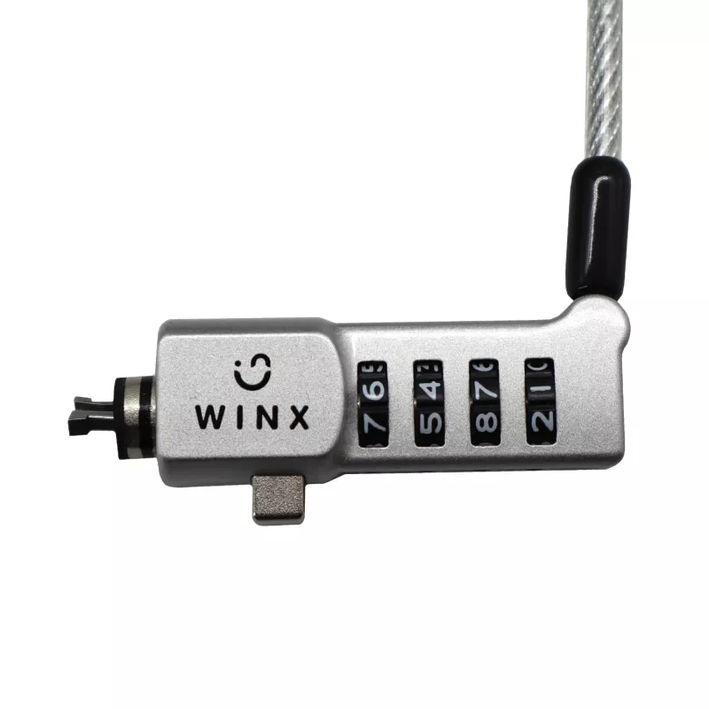 WINX Secure Max Universal Code Cable Lock - 4-stelliges, zurücksetzbares Zahlenschloss, geflochtener Stahl, 1,8 m, Schwarz/Silber
