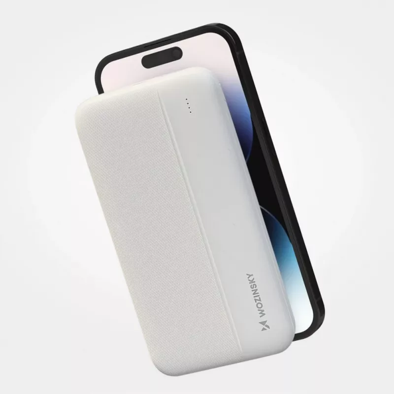 Wozinsky WPBWE1 10000-mAh-Powerbank mit 2 USB-Anschlüssen, Weiß