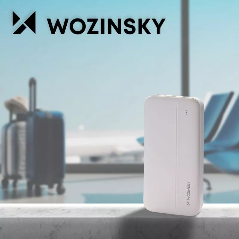 Wozinsky WPBWE1 10000-mAh-Powerbank mit 2 USB-Anschlüssen, Weiß