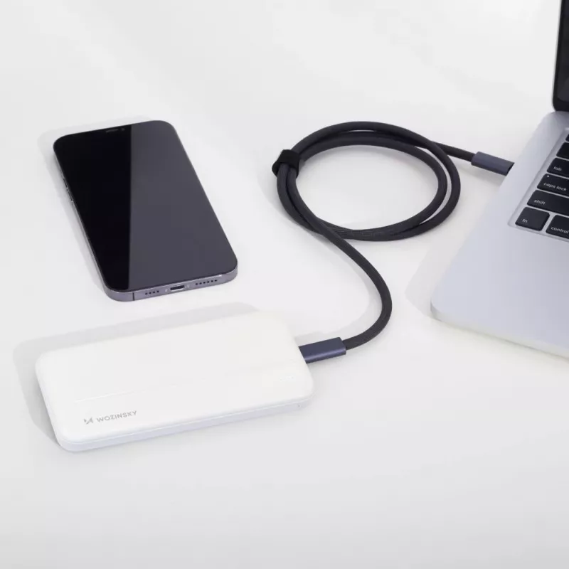 Wozinsky WPBWE1 10000-mAh-Powerbank mit 2 USB-Anschlüssen, Weiß