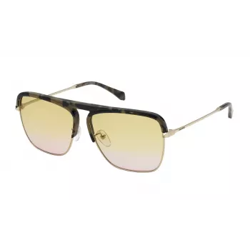 ZADIG & VOLTAIRE SZV321 Sonnenbrille - Herren Pilot Square Rahmen - Schwarz - Grau getönte Gläser - 60/13/140 mm