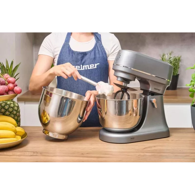 Zelmer ZKR2010 Super Silent Küchenmaschine, 800 W, 5,7 l + 4,6 l Edelstahlschüsseln, 12 Geschwindigkeiten