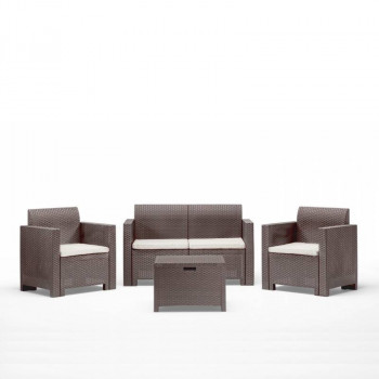 BICA Gartenmöbel-Set Nebraska 2 Beige – 3-teiliges Balkonset mit 2 Sesseln und Couchtisch