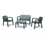 KETER Gartenmöbel-Set Emily Patio Set mit Polstern grau/hellgrau