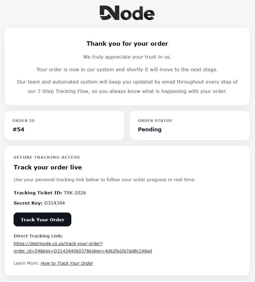 Beispiel einer Bestellverfolgungs-E-Mail