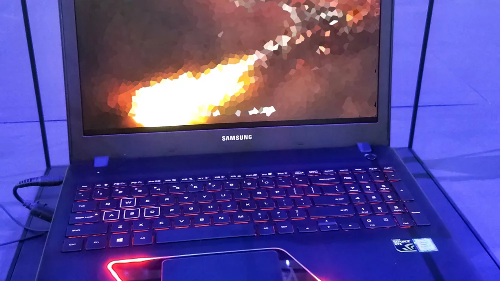 Modern gaming laptop with RGB keyboard